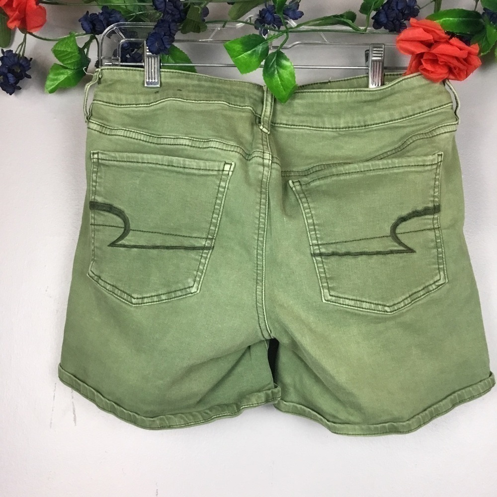 AMERICAN EAGLE AEO Twill Super Stretch Green Gray Denim Jean Shorts Size 8 - Picture 6 of 14